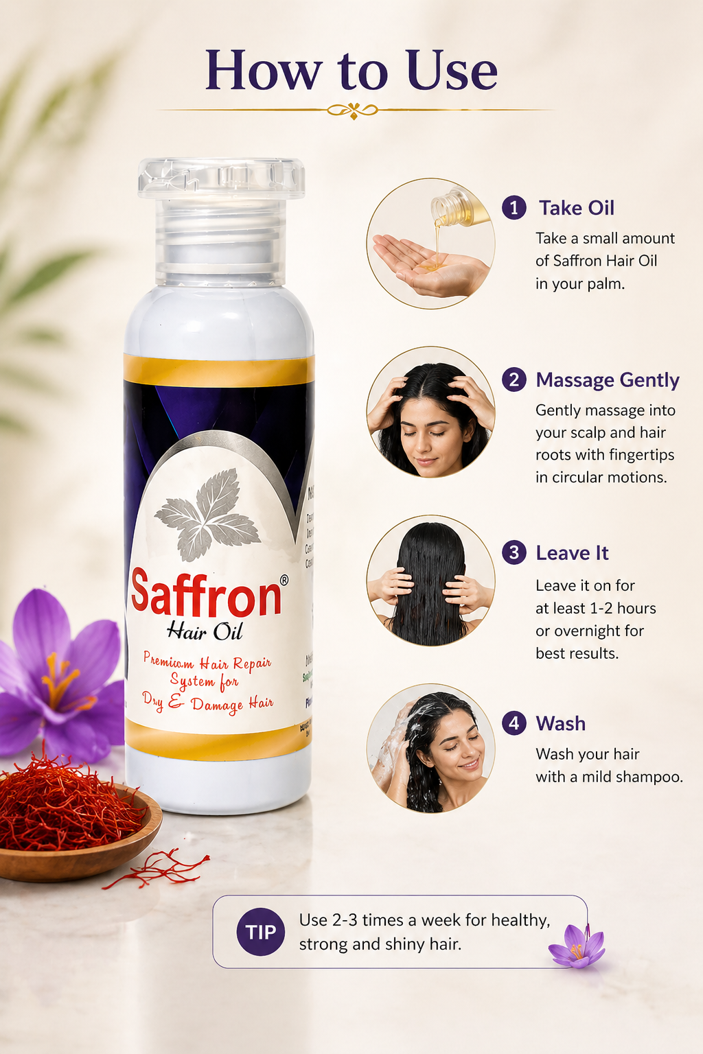 Saffron Hair Oil – Premium Hair Repair Solution
