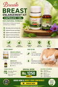 🌿 Breasto Breast Enlargement Kit  (Capsules + Oil – 100% Natural Formula)