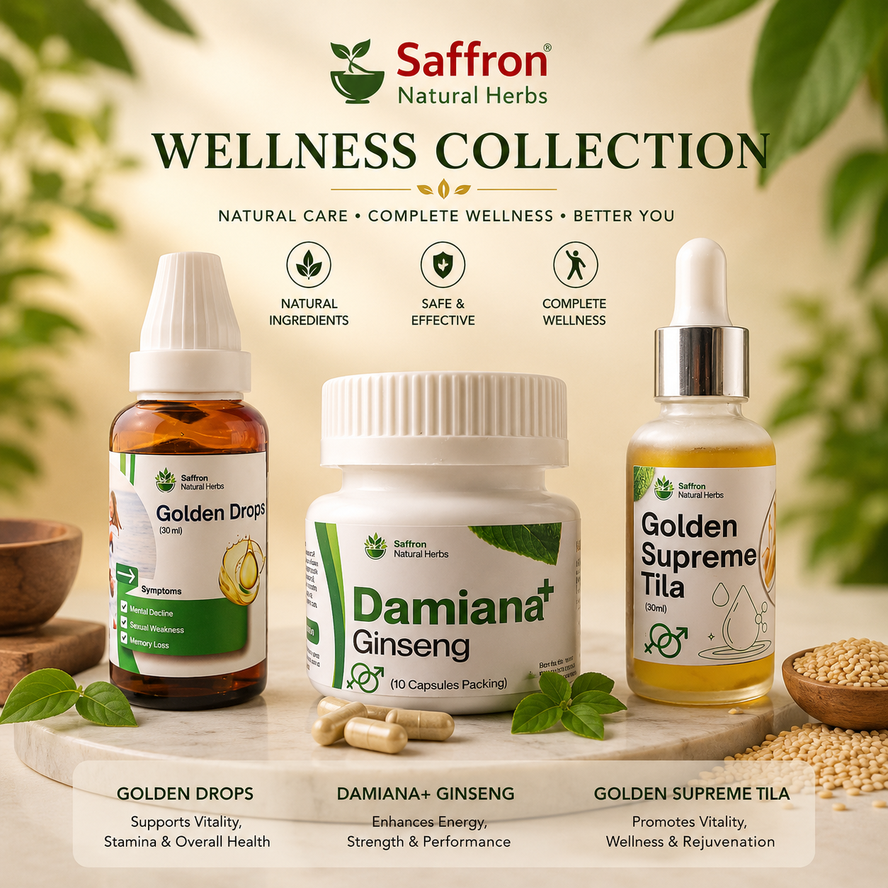 Saffron Natural Herbs – 3 in 1 Wellness Bundle.