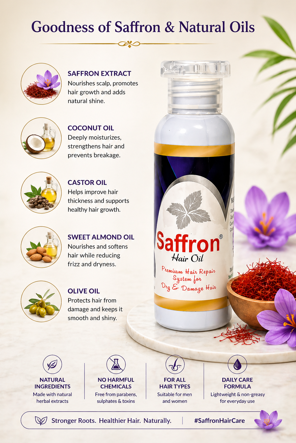 Saffron Hair Oil – Premium Hair Repair Solution